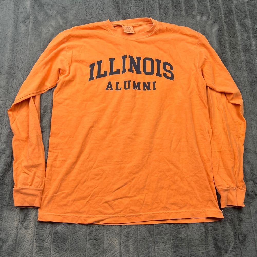 Comfort Colors Illinois Alumni Long Sleeve Shirt Orange Mens Medium University